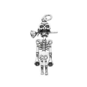Real Solid 925 Sterling Silver Pendants Skeleton Rose Flower Gothic Punk Jewelry