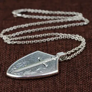 Real Solid 925 Sterling Silver Pendants Sword And Shield Can Be Separated Totem Men Fashion Jewelry