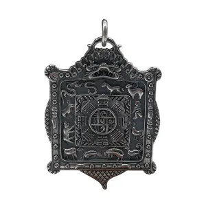 Real Solid 925 Sterling Silver Pendants Vajra Twelve-Animals Amulet Men Fashion Jewelry