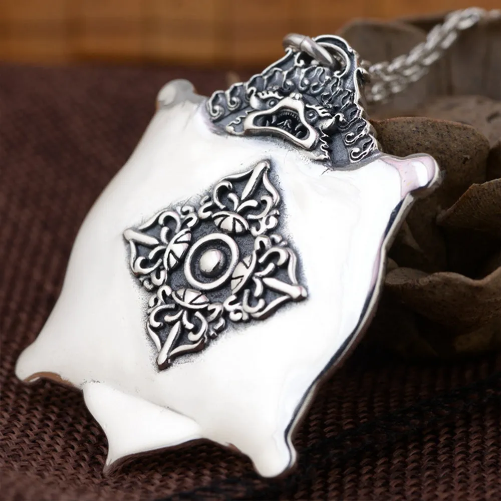 Real Solid 925 Sterling Silver Pendants Vajra Twelve-Animals Amulet Men Fashion Jewelry