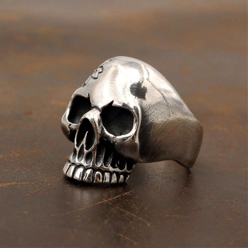 Real Solid 925 Sterling Silver Ring Skulls Flowers Gothic Hip Hop Jewelry Size 5-11