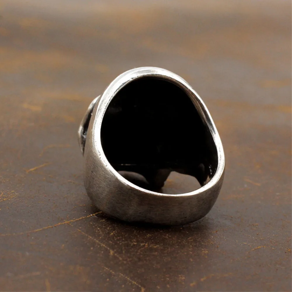 Real Solid 925 Sterling Silver Ring Skulls Flowers Gothic Hip Hop Jewelry Size 5-11