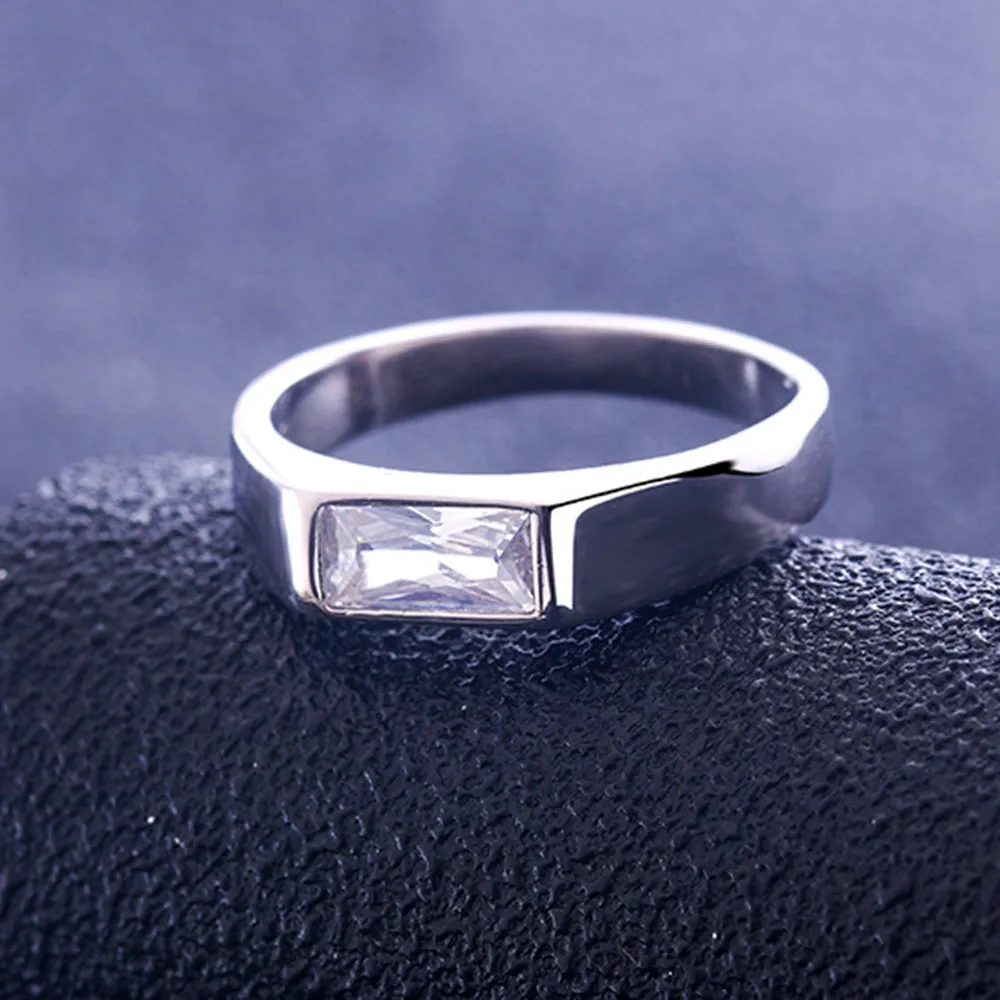 Real Solid 925 Sterling Silver Rings Cubic Zirconia Fashion Couples Jewelry Size 8-12