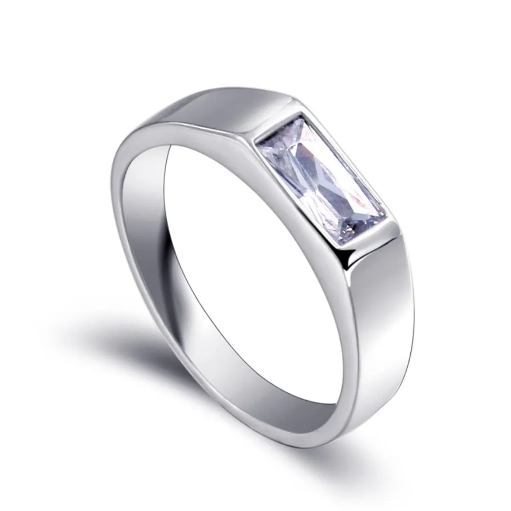 Real Solid 925 Sterling Silver Rings Cubic Zirconia Fashion Couples Jewelry Size 8-12