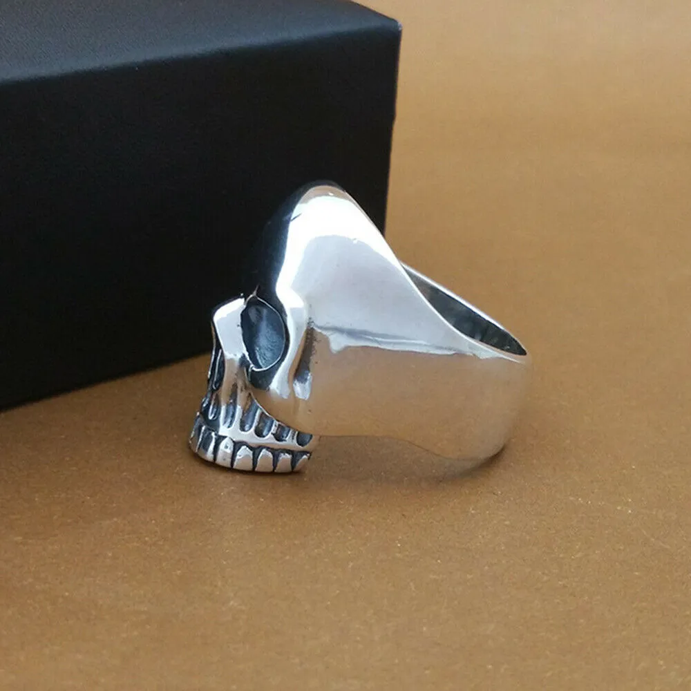 Real Solid 925 Sterling Silver Rings Skull Flowers Men Fashion Jewelry Size 9 10