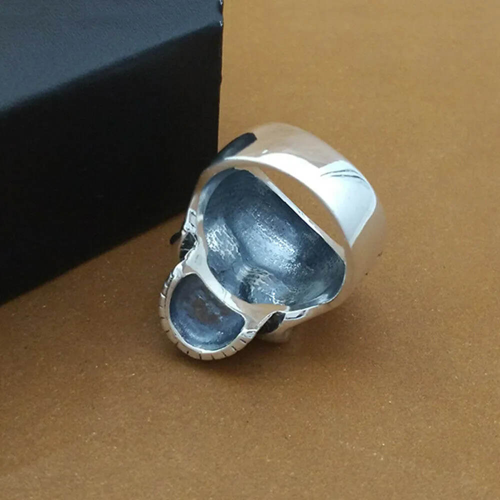 Real Solid 925 Sterling Silver Rings Skull Flowers Men Fashion Jewelry Size 9 10