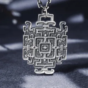 Real Solid 999 Sterling Silver Pendants Geometric Pattern Jewelry