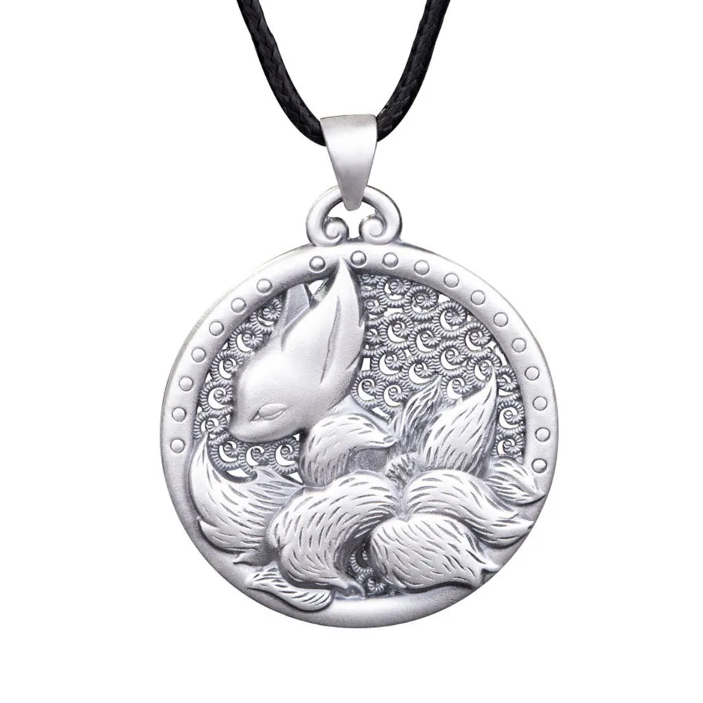 Real Solid 999 Sterling Silver Pendants Jewelry Animal Fox Nine-tailed Fox Pierced Fashion Jewelry