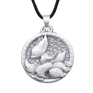 Real Solid 999 Sterling Silver Pendants Jewelry Animal Fox Nine-tailed Fox Pierced Fashion Jewelry