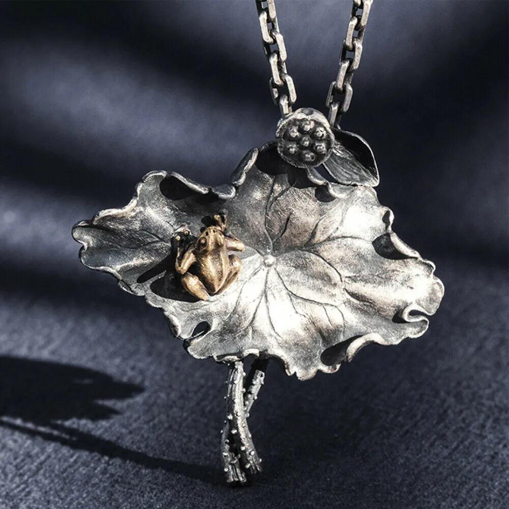 Real Solid 999 Sterling Silver Pendants Jewelry Flower Plant Lotus Leaf Frogs Animal