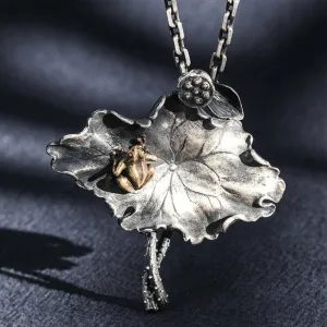 Real Solid 999 Sterling Silver Pendants Jewelry Flower Plant Lotus Leaf Frogs Animal
