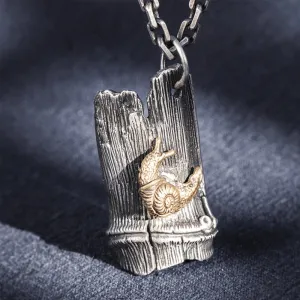 Real Solid 999 Sterling Silver Pendants Snails Animal Tree Stump Plant Jewelry