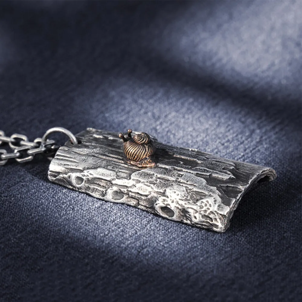 Real Solid 999 Sterling Silver Pendants Snails Animal Tree Stump Plant Jewelry