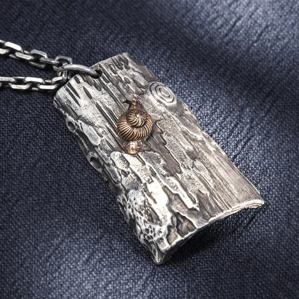 Real Solid 999 Sterling Silver Pendants Snails Animal Tree Stump Plant Jewelry
