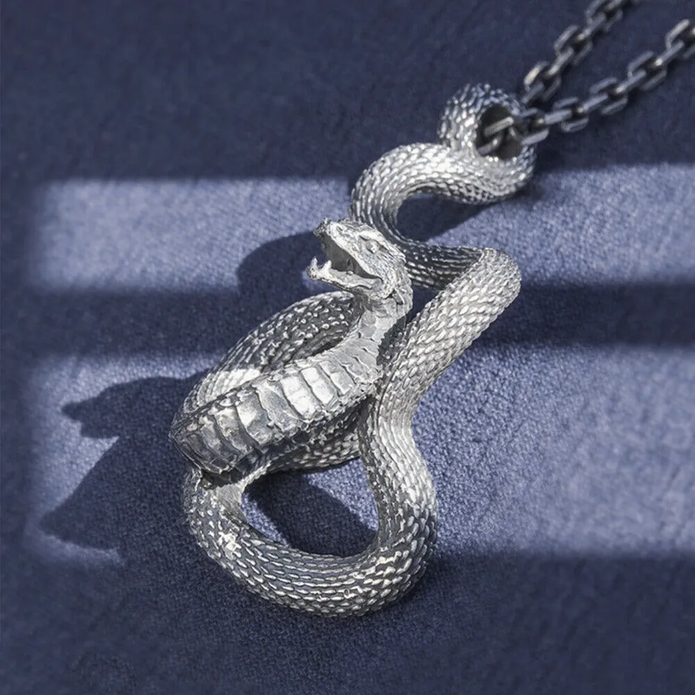 Real Solid 999 Sterling Silver Pendants Zodiac Snake Fashion Jewelry