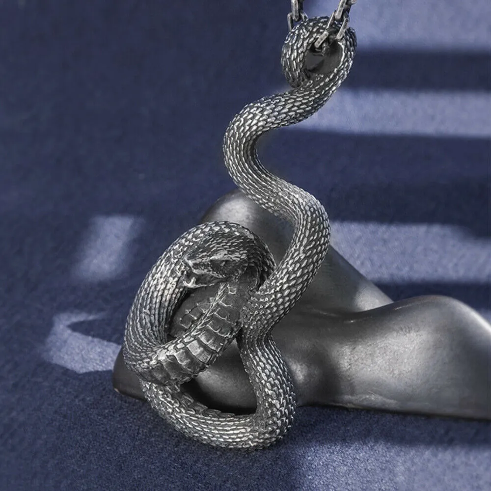 Real Solid 999 Sterling Silver Pendants Zodiac Snake Fashion Jewelry