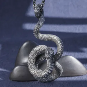 Real Solid 999 Sterling Silver Pendants Zodiac Snake Fashion Jewelry