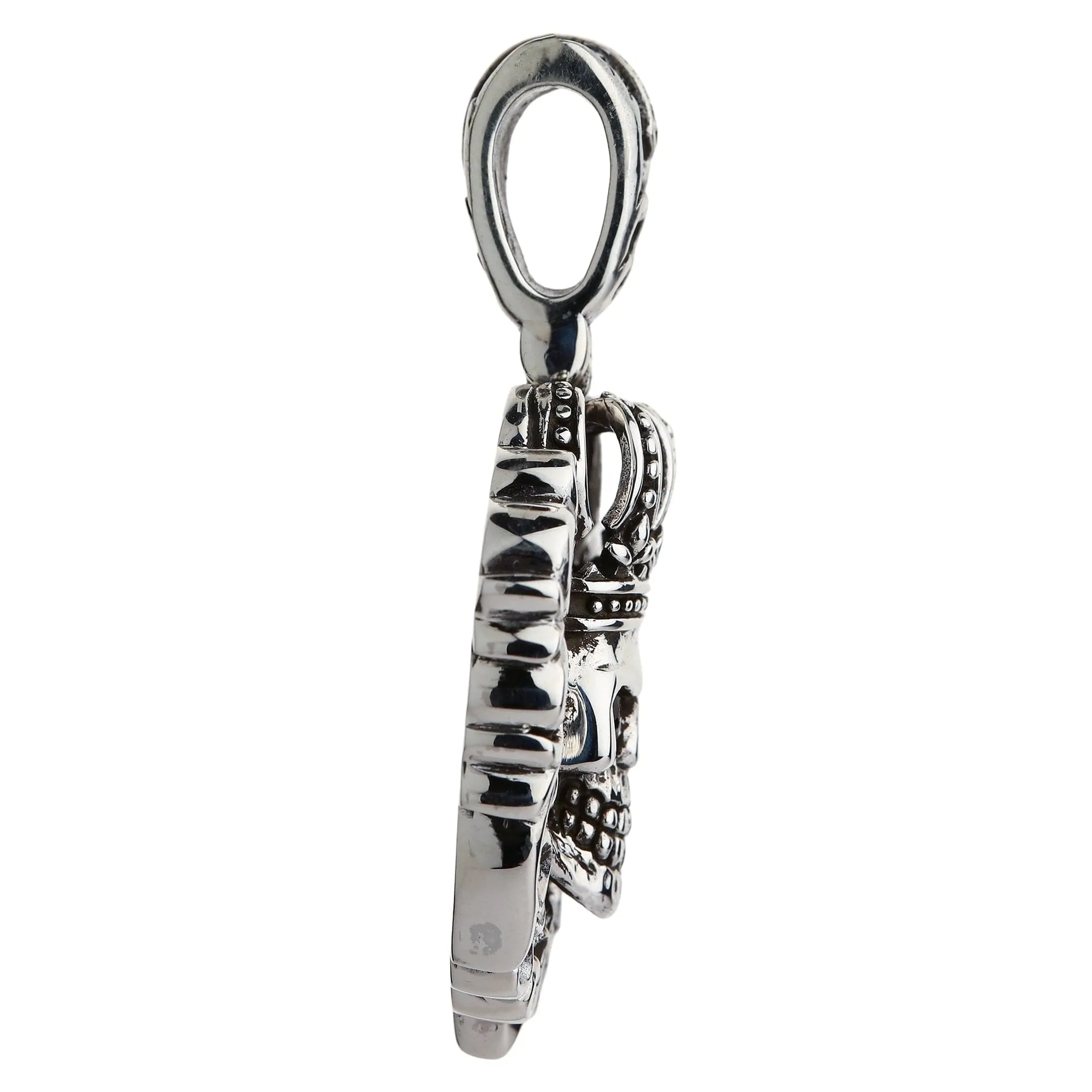 Red Eyes Queen Crown Skull Sterling Silver Gothic Pendant