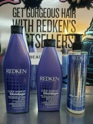 Redken Color Extend Blondage Shampoo & Conditioner (10/8oz)   Treatment 3pc set -F