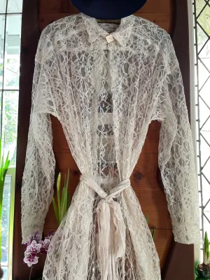 Reserved 1930s Full Length Lace Boudoir Jacket