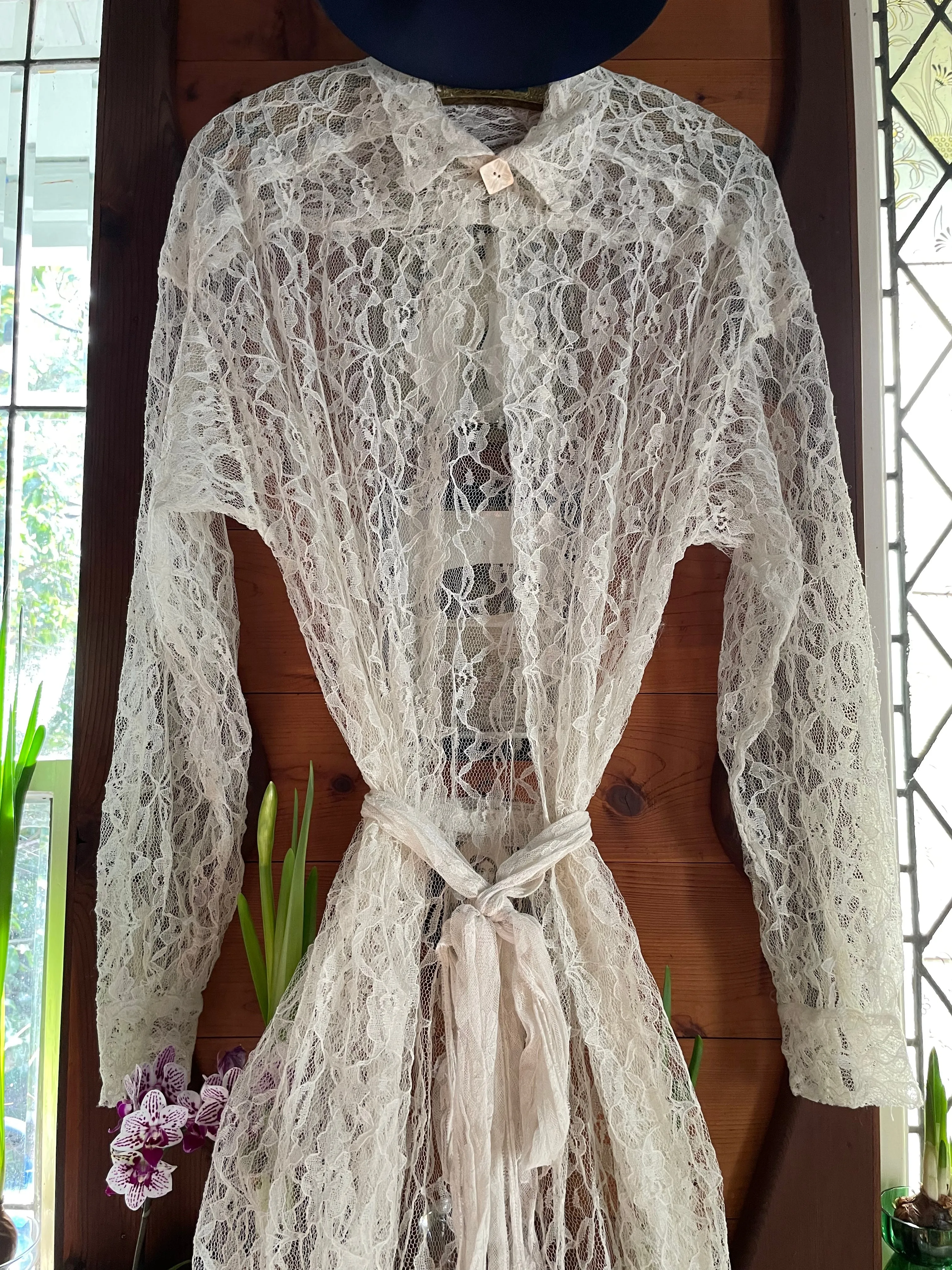 Reserved 1930s Full Length Lace Boudoir Jacket