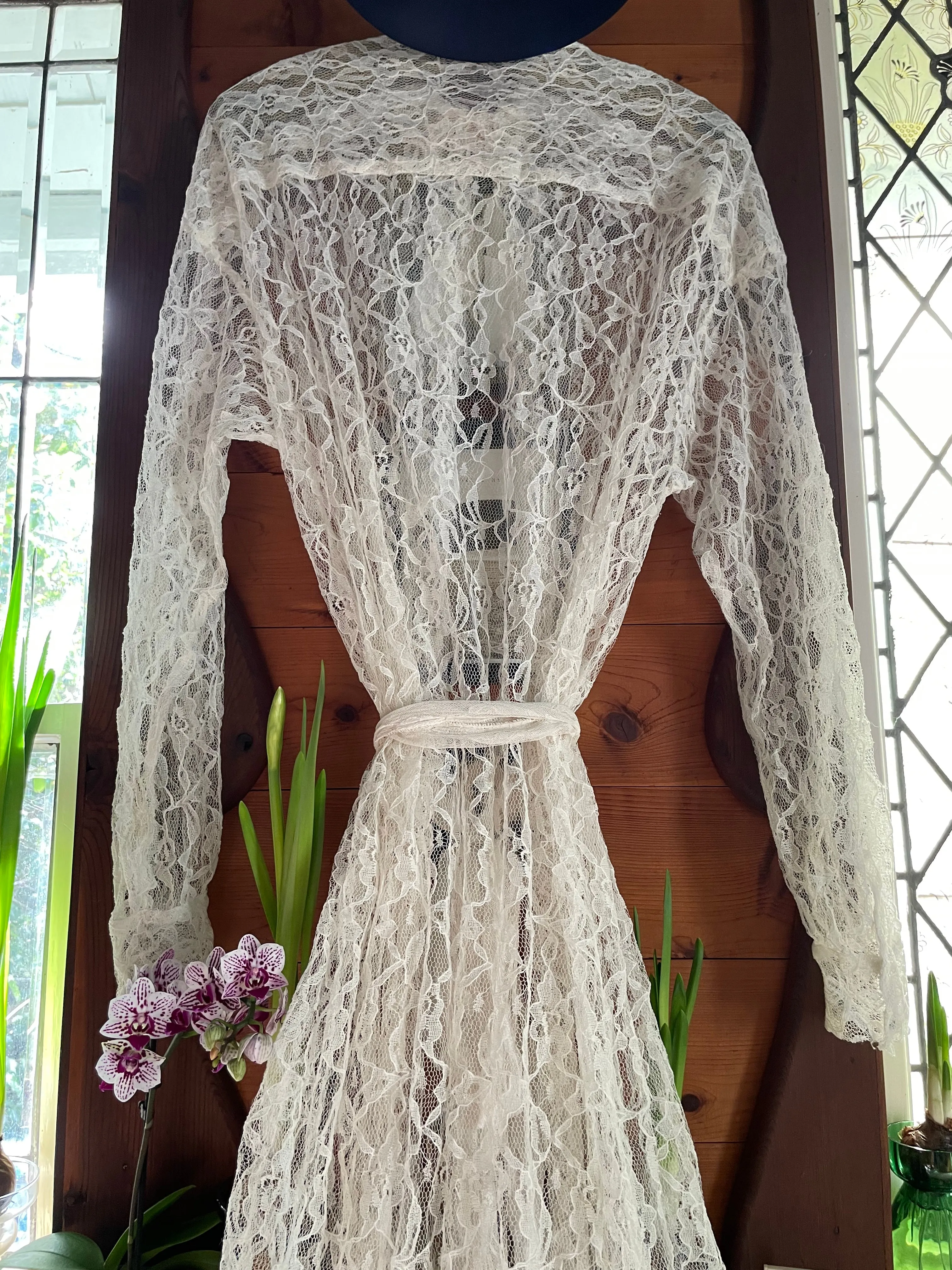 Reserved 1930s Full Length Lace Boudoir Jacket