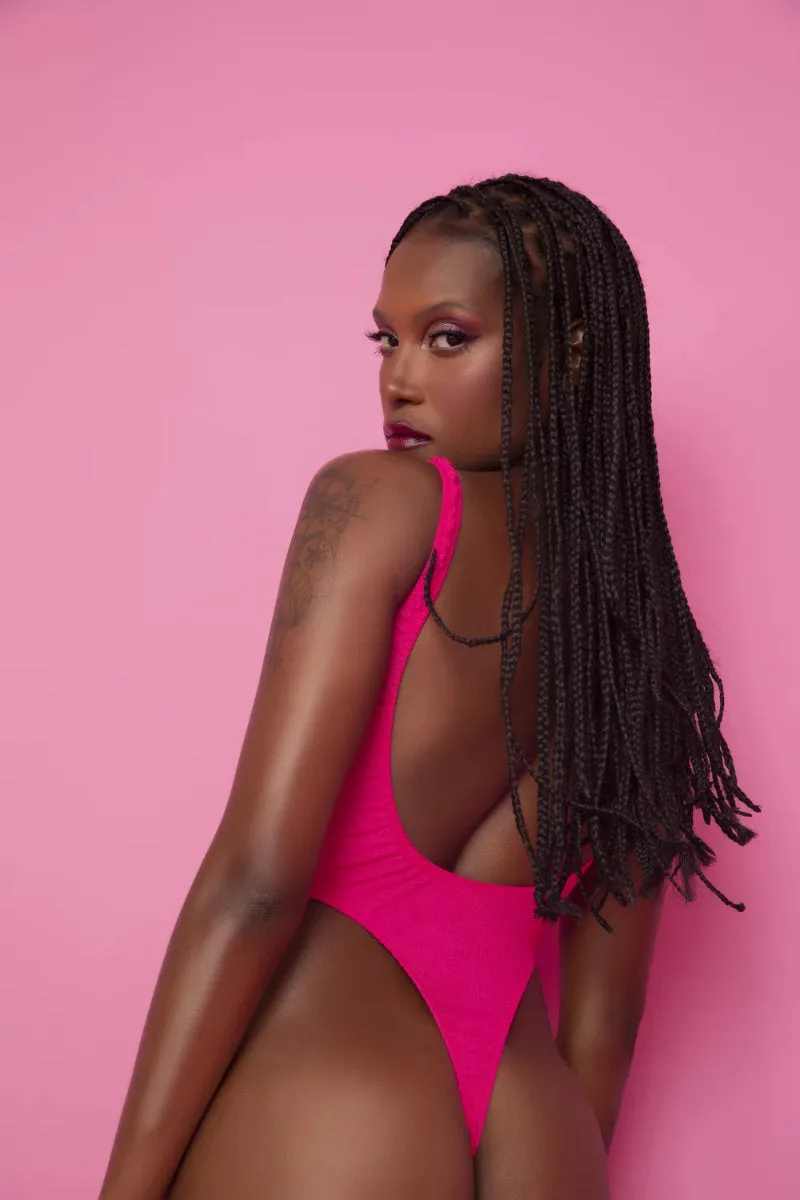 Rolling Barbara Bodysuit - Pink Ribbed