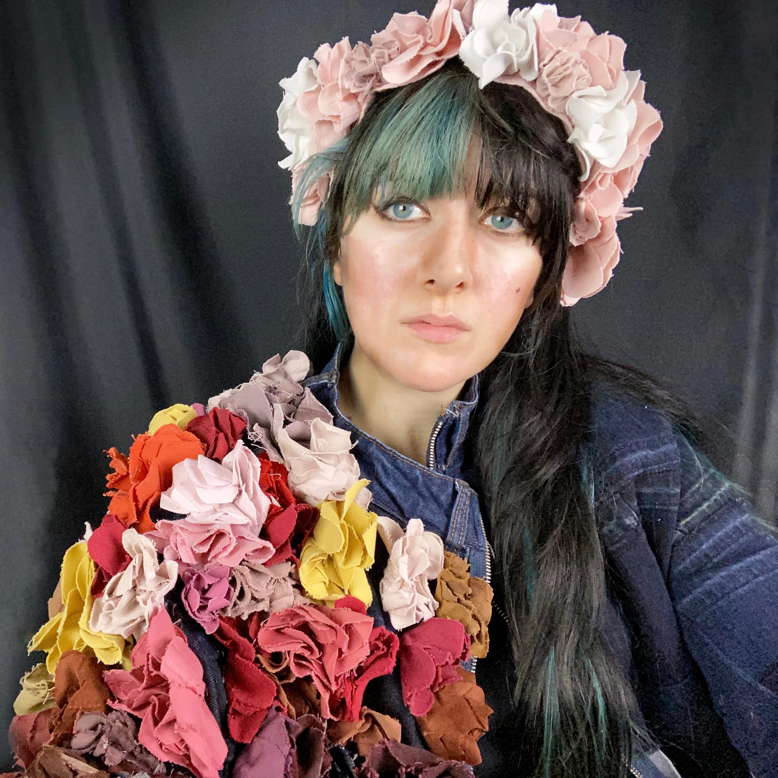 Roses/Lotus/Violet/Iris - Upcycled denim flower crown