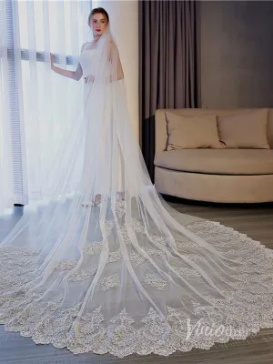 Roycebridal 1 Tier Lace Cathedral Veil Viniodress TS17156
