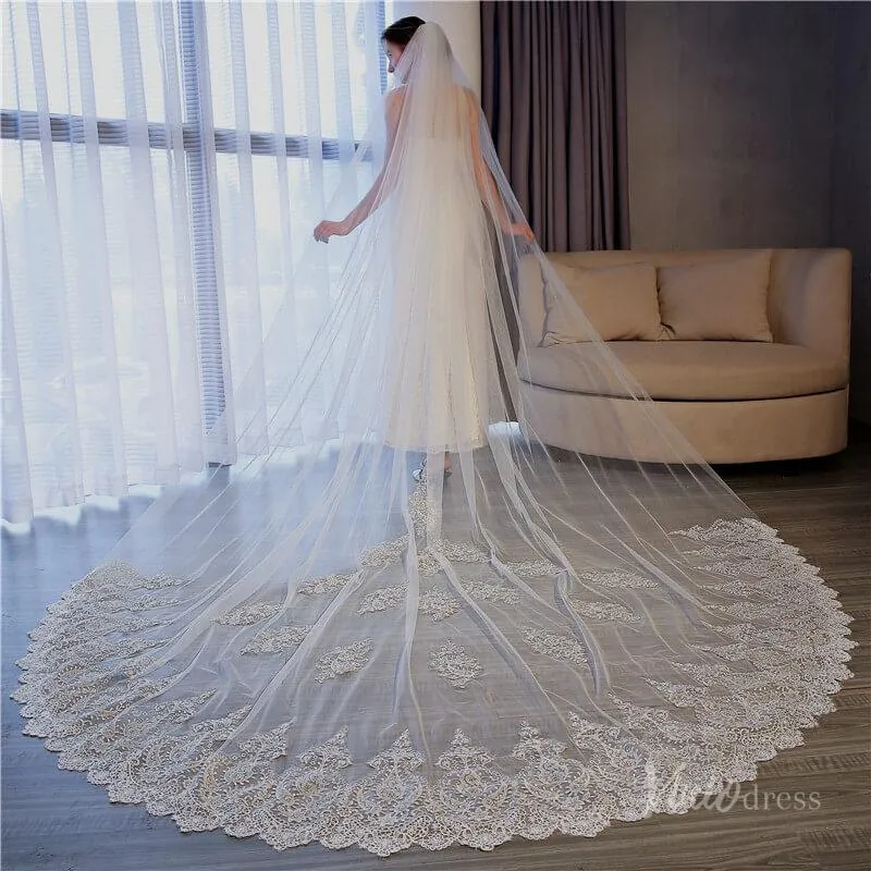 Roycebridal 1 Tier Lace Cathedral Veil Viniodress TS17156
