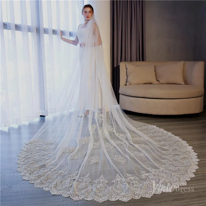 Roycebridal 1 Tier Lace Cathedral Veil Viniodress TS17156