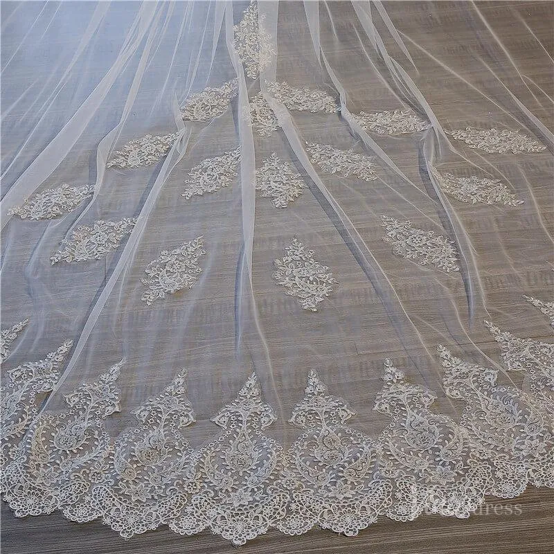 Roycebridal 1 Tier Lace Cathedral Veil Viniodress TS17156