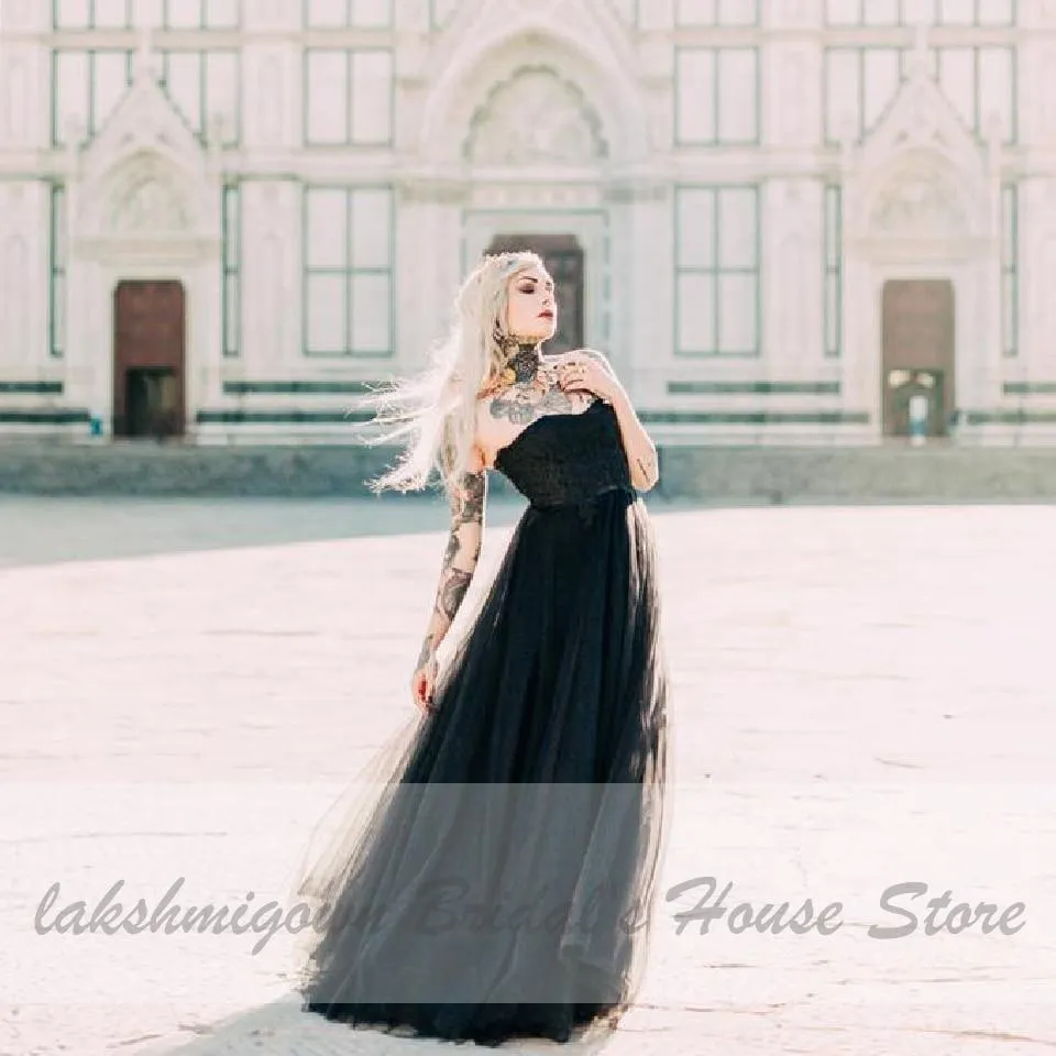 Roycebridal Gothic Black Wedding Dress Women New Sexy