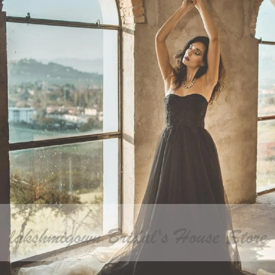 Roycebridal Gothic Black Wedding Dress Women New Sexy