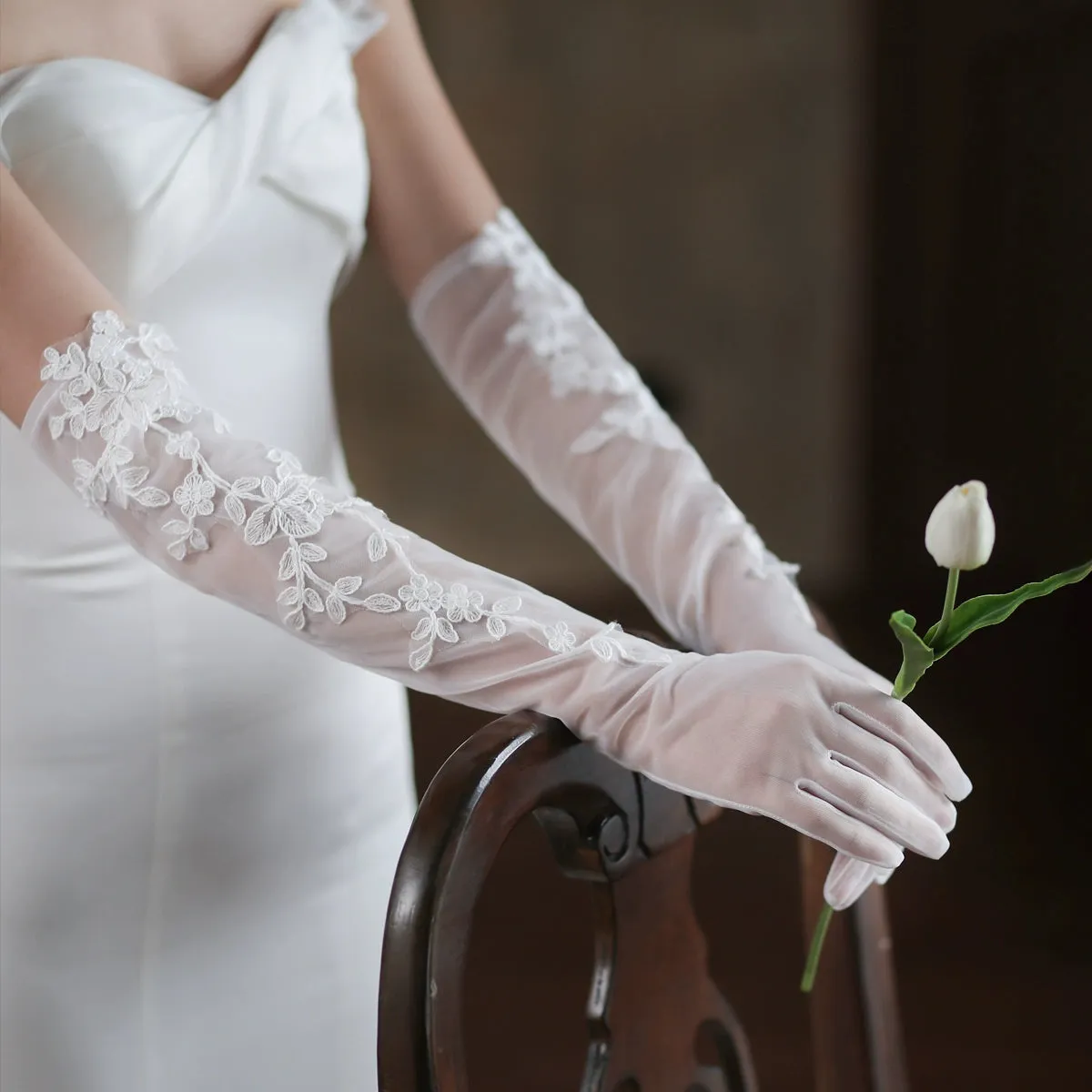 Roycebridal Long Lace Bridal Gloves