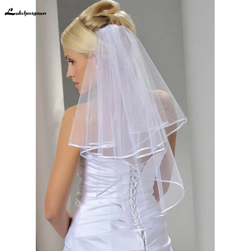 Roycebridal Tulle Bridal Veils White Wedding Bridal Veil with Comb Wedding Veils With Lace Ribbon Edge For Marriage Wedding Accessories