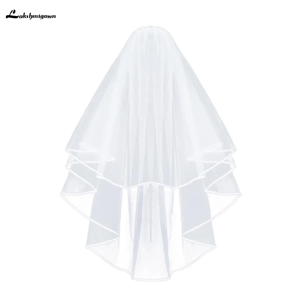 Roycebridal Tulle Bridal Veils White Wedding Bridal Veil with Comb Wedding Veils With Lace Ribbon Edge For Marriage Wedding Accessories