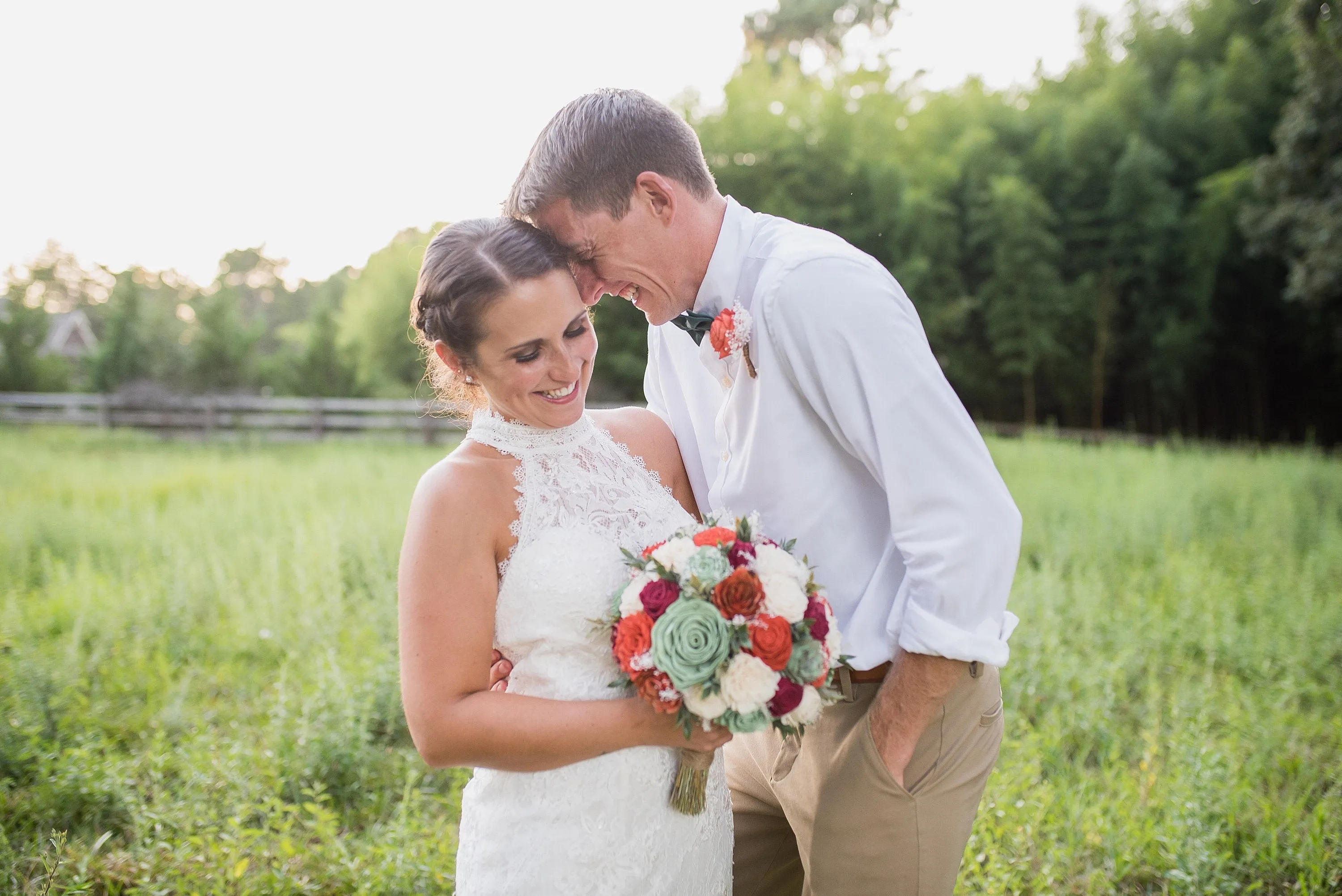 Sage, Burnt Orange, Burgundy, and Ivory Bouquet with Baby's Breath and Greenery