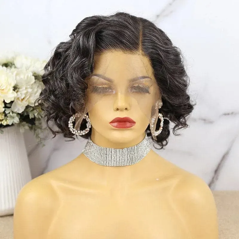 Salt & Pepper 13x6 Lace Front Bob Wig Loose Deep