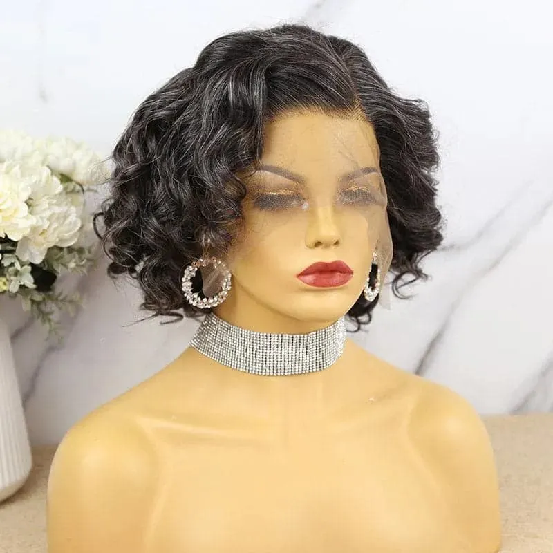 Salt & Pepper 13x6 Lace Front Bob Wig Loose Deep