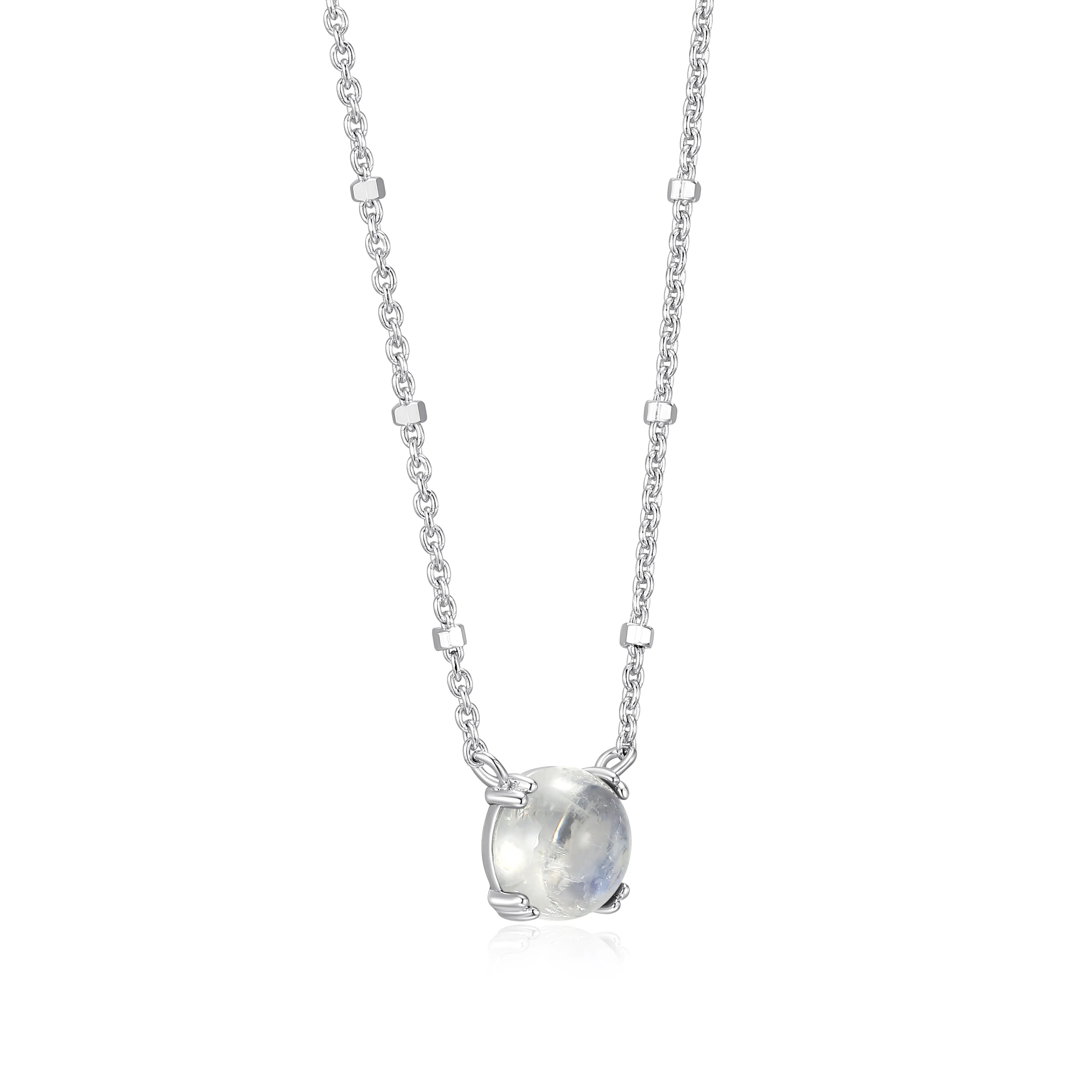 Samuel B. Rainbow Moonstone Solitaire Birthstone Sparkle Necklace - June
