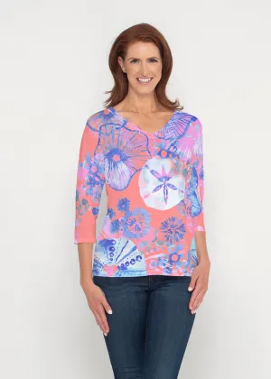 Sand Dollar (16257) ~ Signature 3/4 Sleeve V-Neck Top