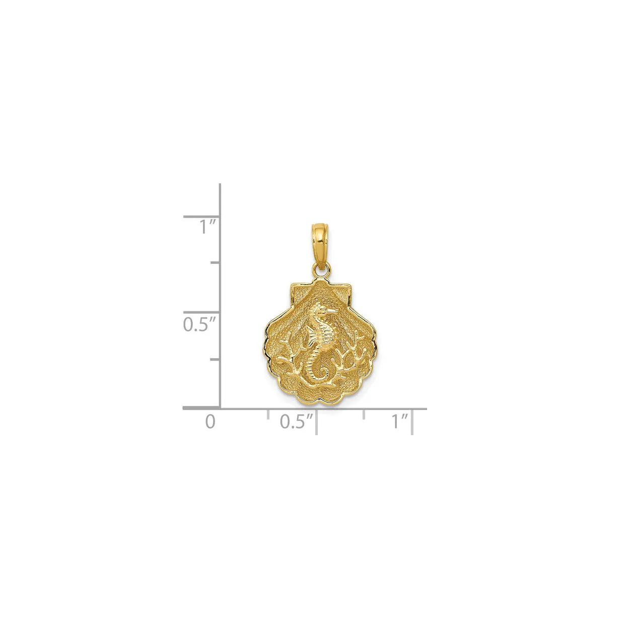Seahorse in Shell Pendant (14K)
