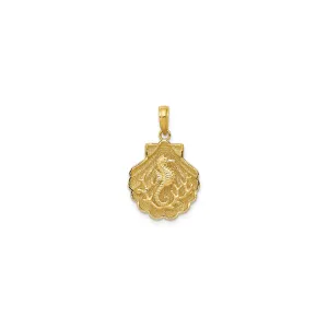 Seahorse in Shell Pendant (14K)