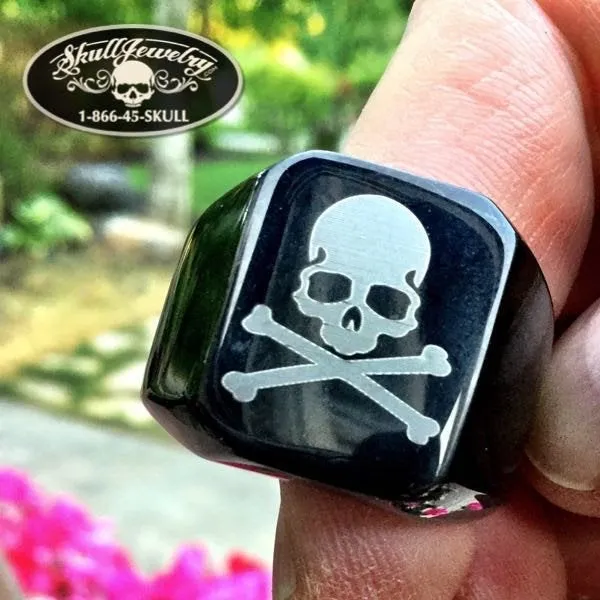 Secret Society - Black Skull & Bones Skull Ring (#562)