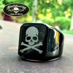 Secret Society - Black Skull & Bones Skull Ring (#562)