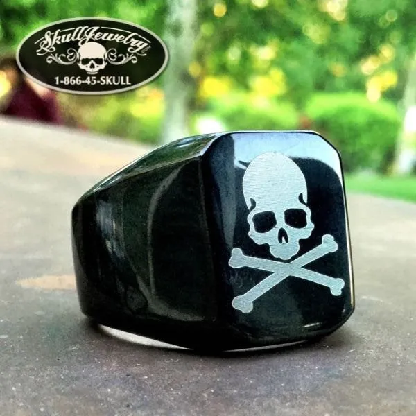 Secret Society - Black Skull & Bones Skull Ring (#562)