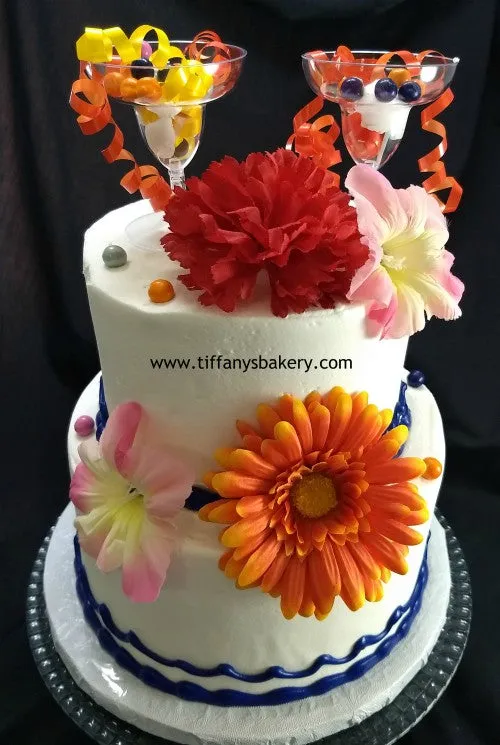 Silk Flower Celebration Tier Cake
