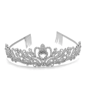 Silver Crystal head piece for Bridal crown topper hair peace #HNT90933S