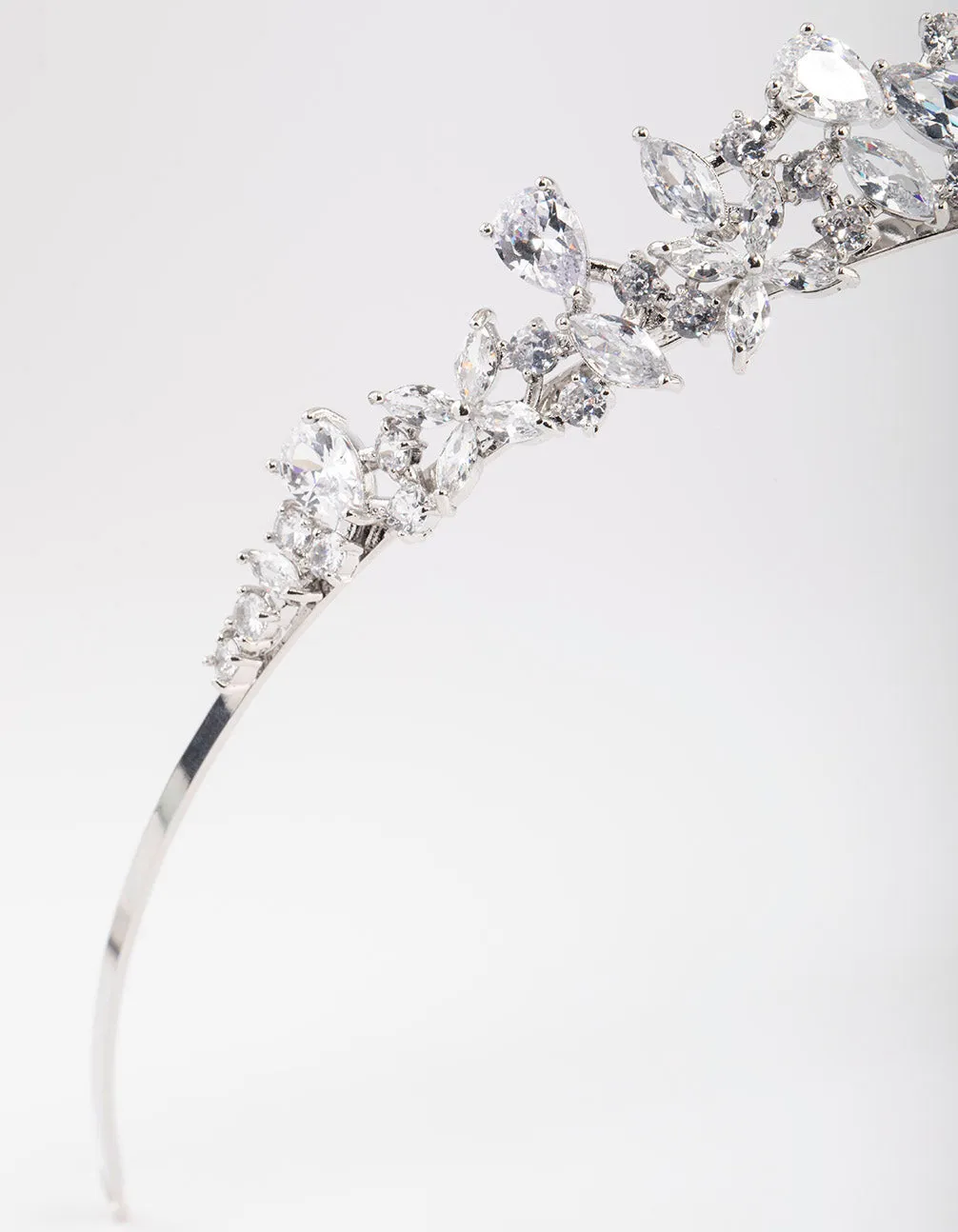 Silver Cubic Zirconia Mixed Marquise Floral Crown